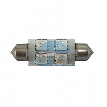 Светодиоды GL T10*39mm, 4 диода SMD5050, синие (салонная)