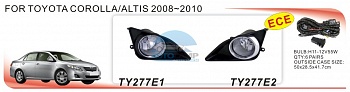Противотуманные фары ADL/DLAA TY277E2 хром для Toyota Corolla 150 (2006-2010 г.), провода, кнопка
