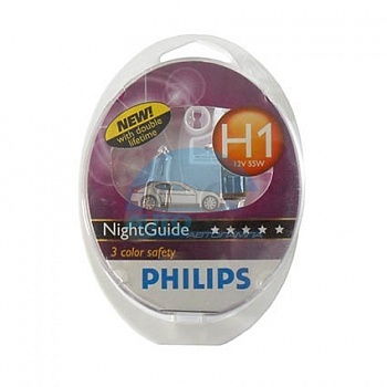 Автолампа PHILIPS H1 12V 55W P14,5s Night Guide (12258NG), EUROBOX-2шт