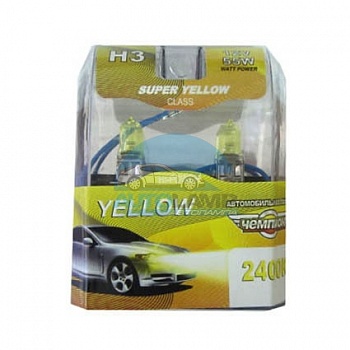 Автолампа ЧЕМПИОН H3 12V 55W SUPER YELLOW 2400K (2шт)