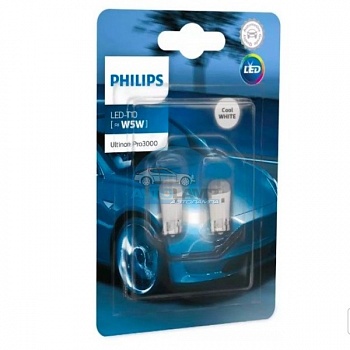 Светодиоды PHILIPS T10 12V-LED 6000K 0,6W Ultinon Pro3000 (11961U30CWB2), 2шт Светодиоды PHILIPS T10 12V-LED 6000K 0,6W Ultinon Pro3000 (11961U30CWB2), 2шт