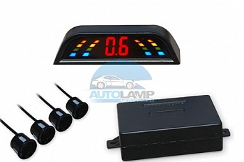 Парковочный радар, 4 серебристых датчика, монитор LED002 Парковочный радар, 4 серебристых датчика, монитор LED002