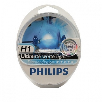 Автолампа PHILIPS H1 12V 55W P14,5sDiamond Vision (12258DV), EUROBOX-2шт