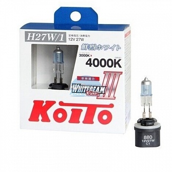 Автолампа KOITO H27/1 12V 27W (55W) Whitebeam III 4000K - 2шт (P0728W)