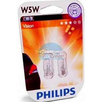 Автолампа PHILIPS W5w 12V 5W б/ц (12961B2), на блистере 2-шт