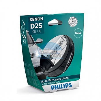 Ксеноновая лампа PHILIPS D2S X-TREME VISION 4800K gen2 +150% (85122XV2S1) на блистере