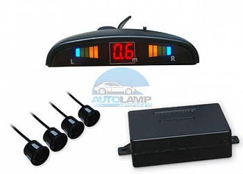 Парковочный радар, 4 серебристых датчика, монитор LED001 Парковочный радар, 4 серебристых датчика, монитор LED001