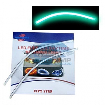 Гибкие дневные ходовые огни тонкие 12v 30 см зеленые Гибкие дневные ходовые огни тонкие 12v 30 см зеленые