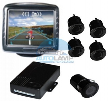 Парковочный радар, 4 черных датчика, монитор TFT006 Парковочный радар, 4 черных датчика, монитор TFT006