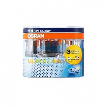 Автолампа OSRAM H4 12V 60/55W P43t Ultra Life Time (64193ULT), EUROBOX-2шт