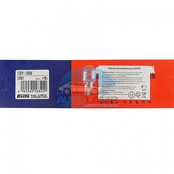 Автолампа KOITO T16 12V 16W - без цоколя (1781)