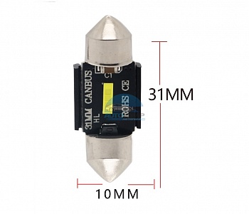 Светодиоды GL T10*31mm 1 диод Canbus с обманкой , белые (салонная)