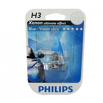 Автолампа PHILIPS H3 12V 55W PK22s Blue Vision (12336BV), на блистере Автолампа PHILIPS H3 12V 55W PK22s Blue Vision (12336BV), на блистере