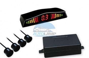 Парковочный радар, 4 белых датчика, монитор LED003 Парковочный радар, 4 белых датчика, монитор LED003