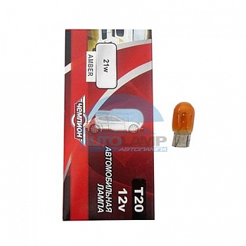 Автолампа ЧЕМПИОН WY21W T20 12V 21W желтая Автолампа ЧЕМПИОН WY21W T20 12V 21W желтая