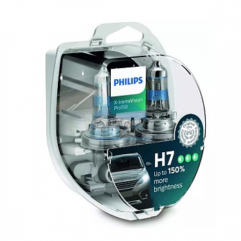 Автолампа PHILIPS H7 12V 55W +150% X-treme Vision PRO150 (12972XV150), EUROBOX-2шт