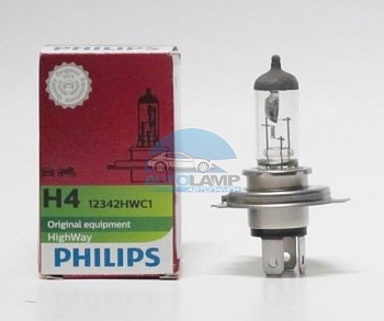 Автолампа PHILIPS H4 12V 60/55W P43t HighWay (12342HWC1) Автолампа PHILIPS H4 12V 60/55W P43t HighWay (12342HWC1)