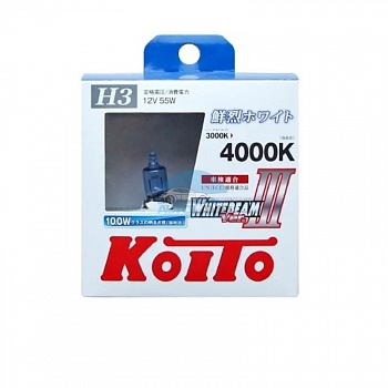 Автолампа KOITO H3 12V 55W (100W) Whitebeam III 4000K - 2шт (P0752W) Автолампа KOITO H3 12V 55W (100W) Whitebeam III 4000K - 2шт (P0752W)