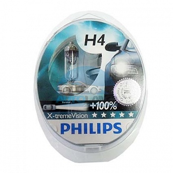 Автолампа PHILIPS H4 12V 60/55W +100% X-treme Vision (12342XV), EUROBOX-2шт Автолампа PHILIPS H4 12V 60/55W +100% X-treme Vision (12342XV), EUROBOX-2шт
