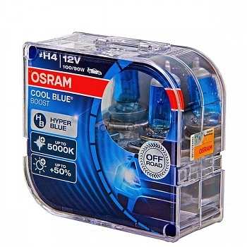 Автолампа OSRAM H4 12V 100/90W P43t Cool Blue Boost (62193CBB), EUROBOX-2шт