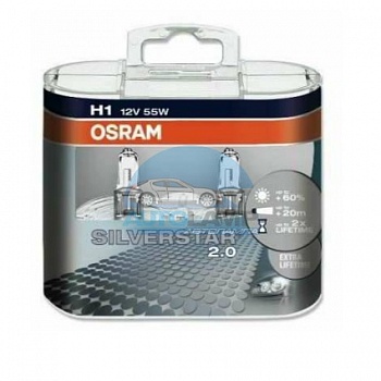 Автолампа OSRAM H1 12V 55W P14,5s +50% Silverstar Long Life (64150 SV2), EUROBOX-2шт Автолампа OSRAM H1 12V 55W P14,5s +50% Silverstar Long Life (64150 SV2), EUROBOX-2шт