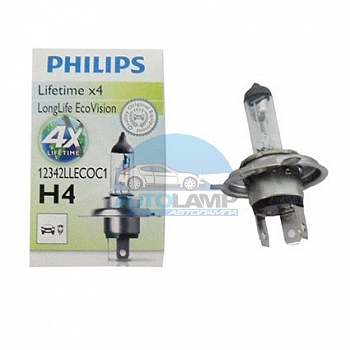 Автолампа PHILIPS H4 12V 60/55W P43t Long Life Eco Vision (12342LLECOC1)